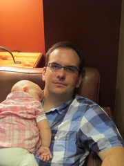 Greta Asleep on Daddy in the Mall